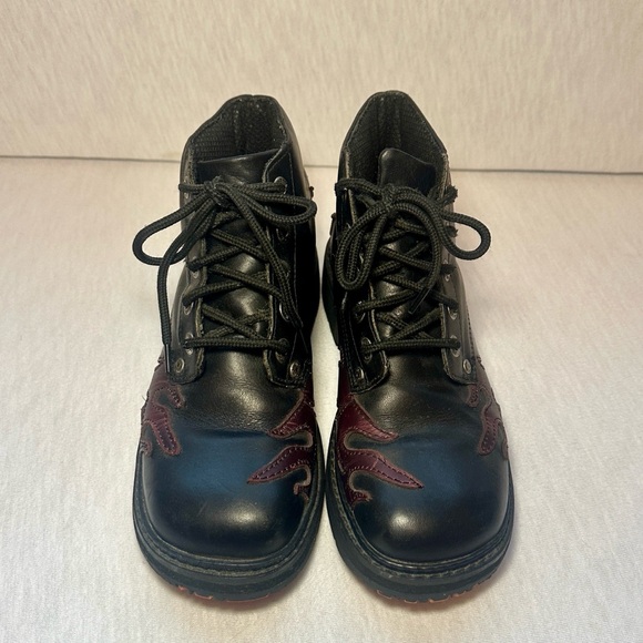 Vintage Harley Davidson Women’s 7.5 Lace Up Moto Boots Color Changing Flames - Picture 6 of 14